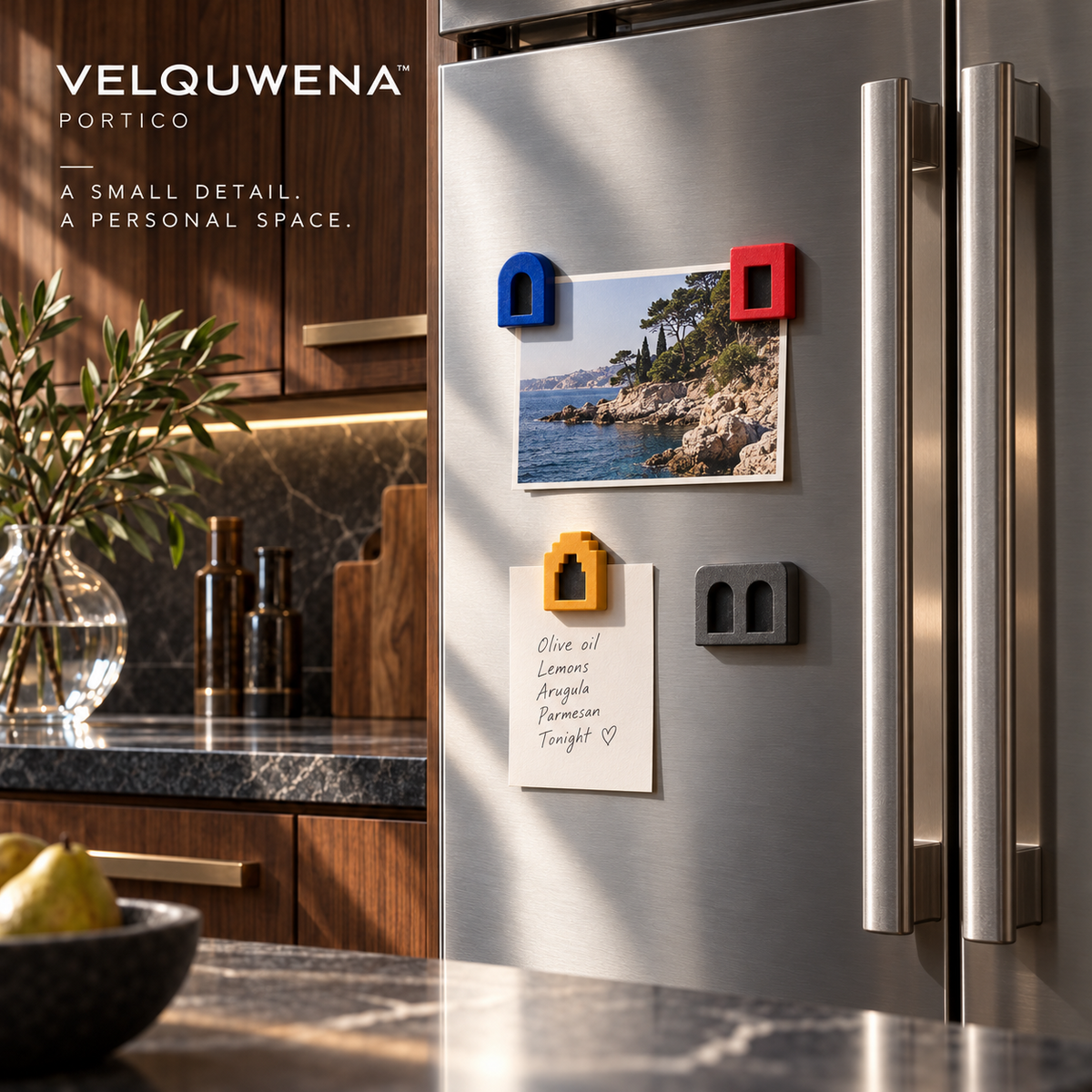 VELQUWENA™ Portico Decorative Refrigerator Magnets — 4-Piece Sculptural Arch Fridge Magnet Set for Photos, Notes & Kitchen Decor