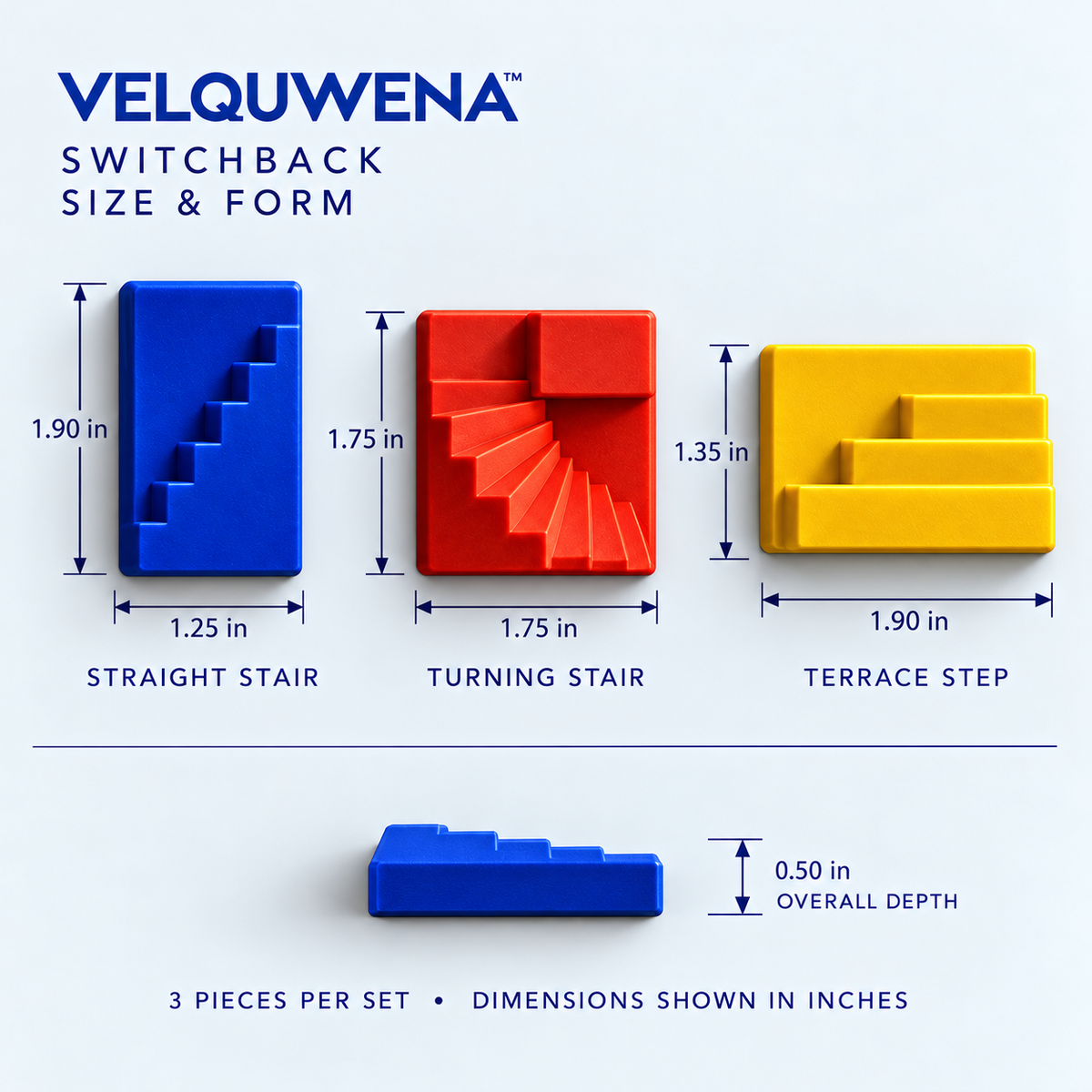 VELQUWENA™ Switchback Staircase Refrigerator Magnets — 3-Piece Sculptural Architecture Fridge Magnet Set for Photos, Notes & Magnetic Board Decor