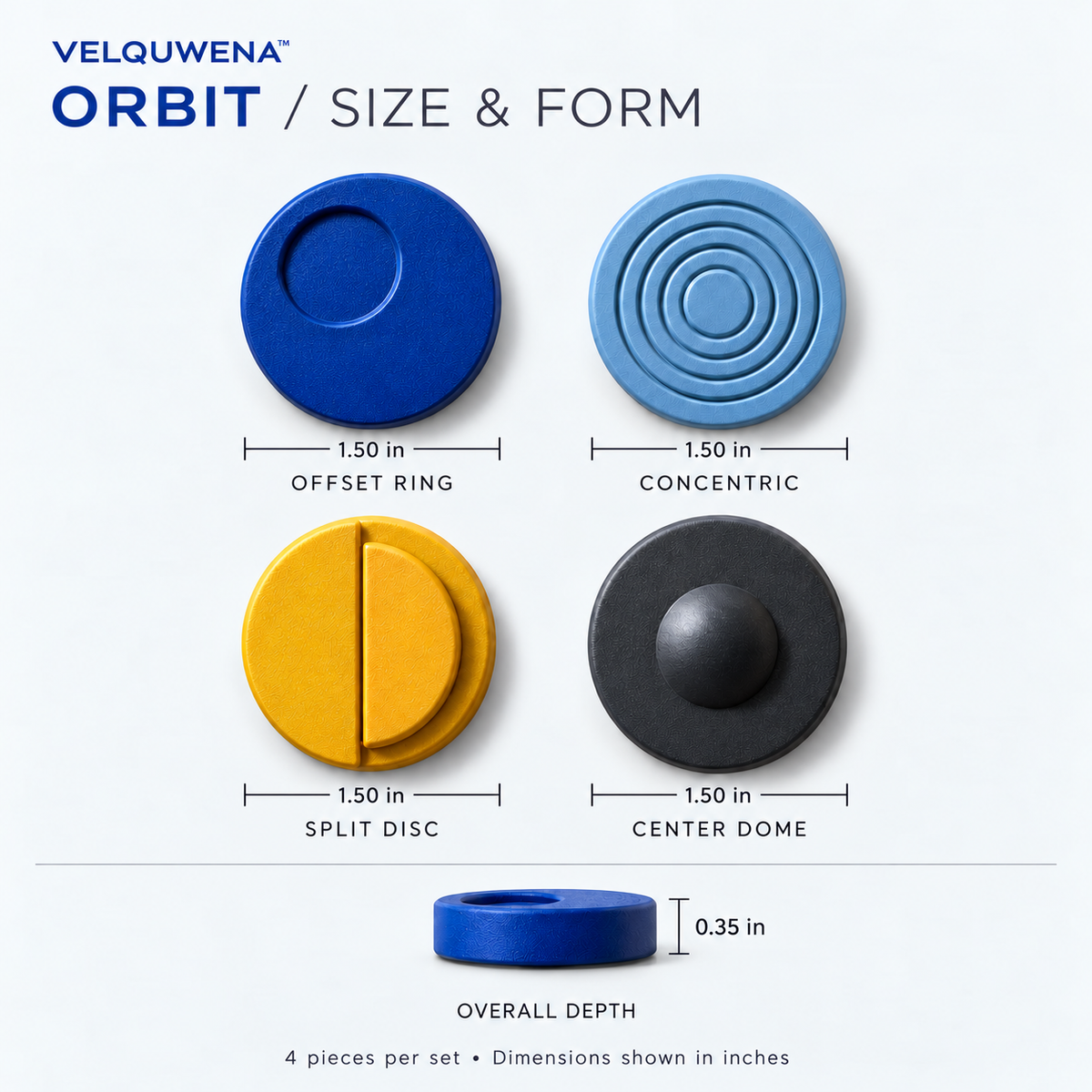 VELQUWENA™ Orbit Geometric Refrigerator Magnets — 4-Piece Circular Relief Fridge Magnet Set for Photos, Notes & Magnetic Board Decor