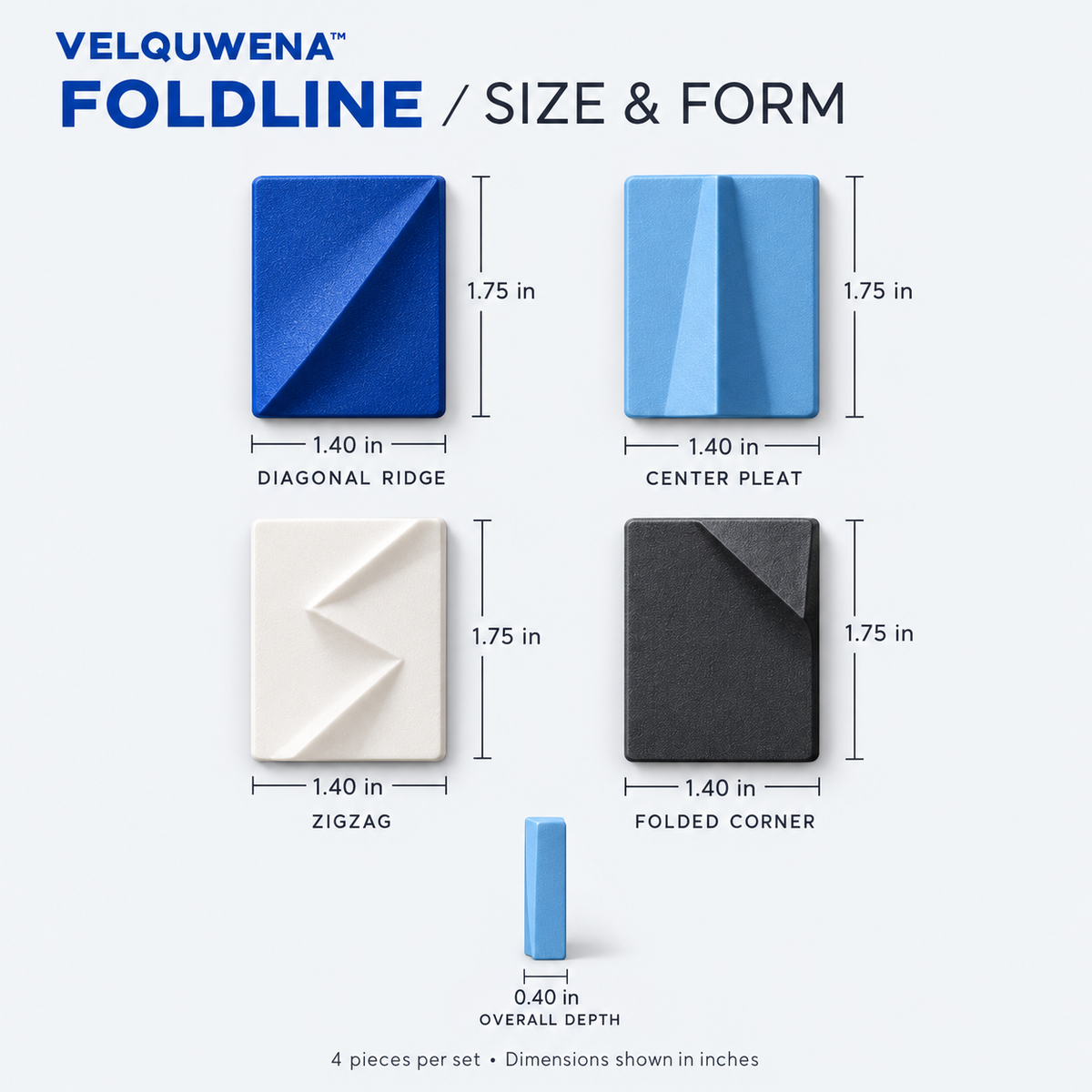 VELQUWENA™ Foldline Abstract Fridge Magnets — 4-Piece Folded-Form Resin Refrigerator Magnet Set for Kitchen Notes, Photos & Office Boards